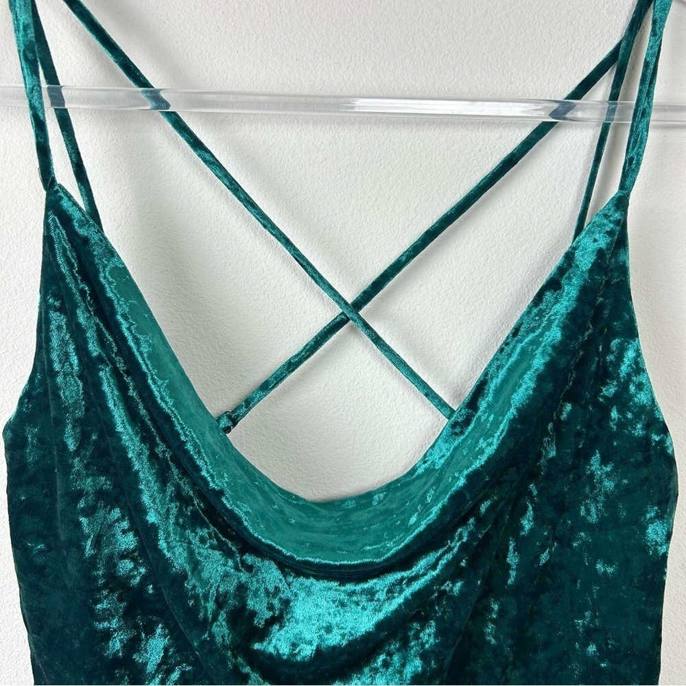 NWT - Lulus Drape Front Green crushed velvet mini dress size: XL - Picture 3 of 14